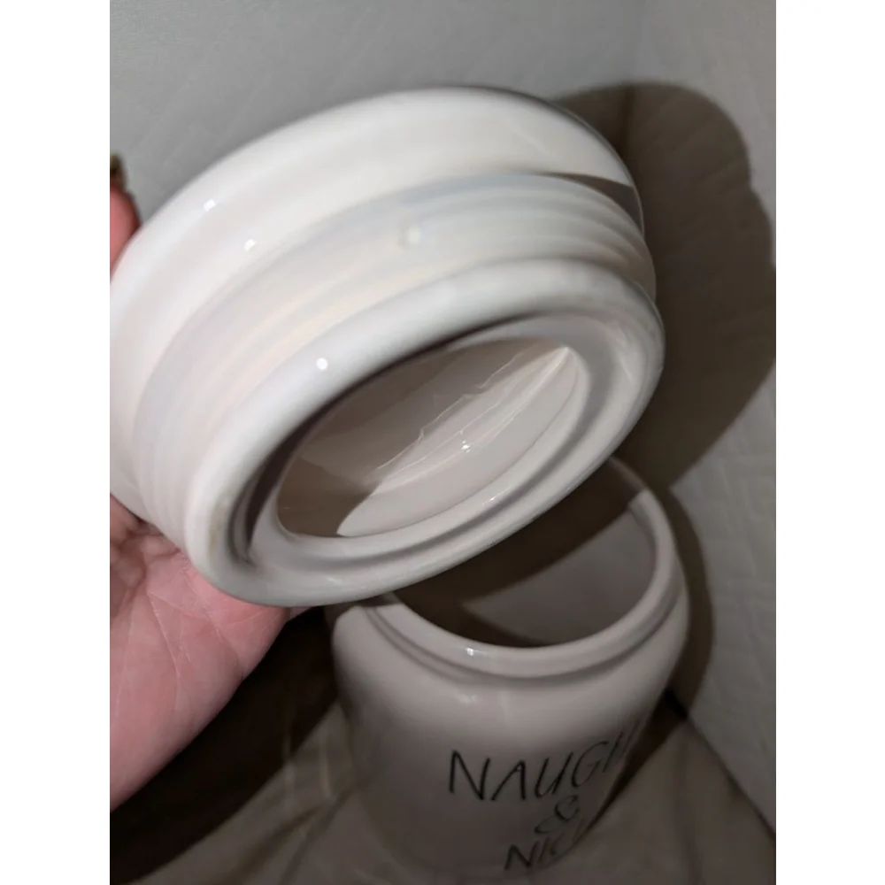 Rae Dunn White Black Naughty Nice Food Storage Jar One Size HD4829